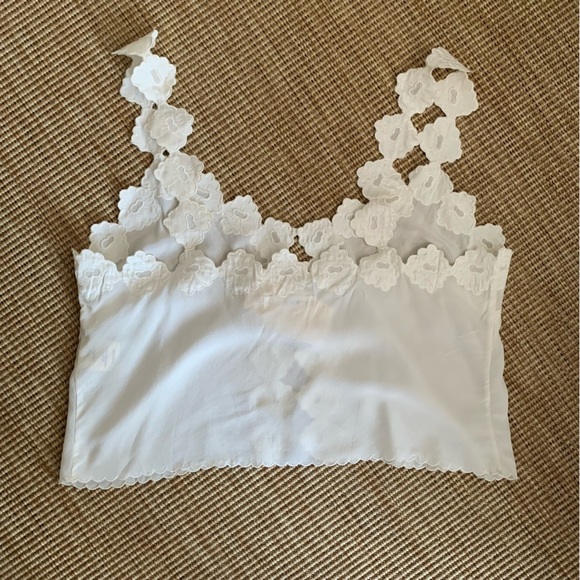 NWT Doen Flores Silk Scalloped Button V Neck Cami Camisole Tank Blouse Top Salt - Picture 8 of 9